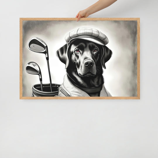 Framed matte paper poster-Labrador Retriever Golfer V11