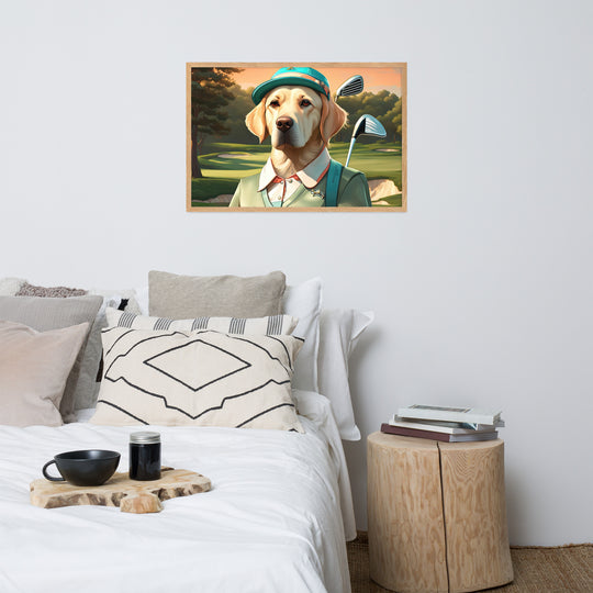 Framed matte paper poster-Labrador Retriever Golfer V14