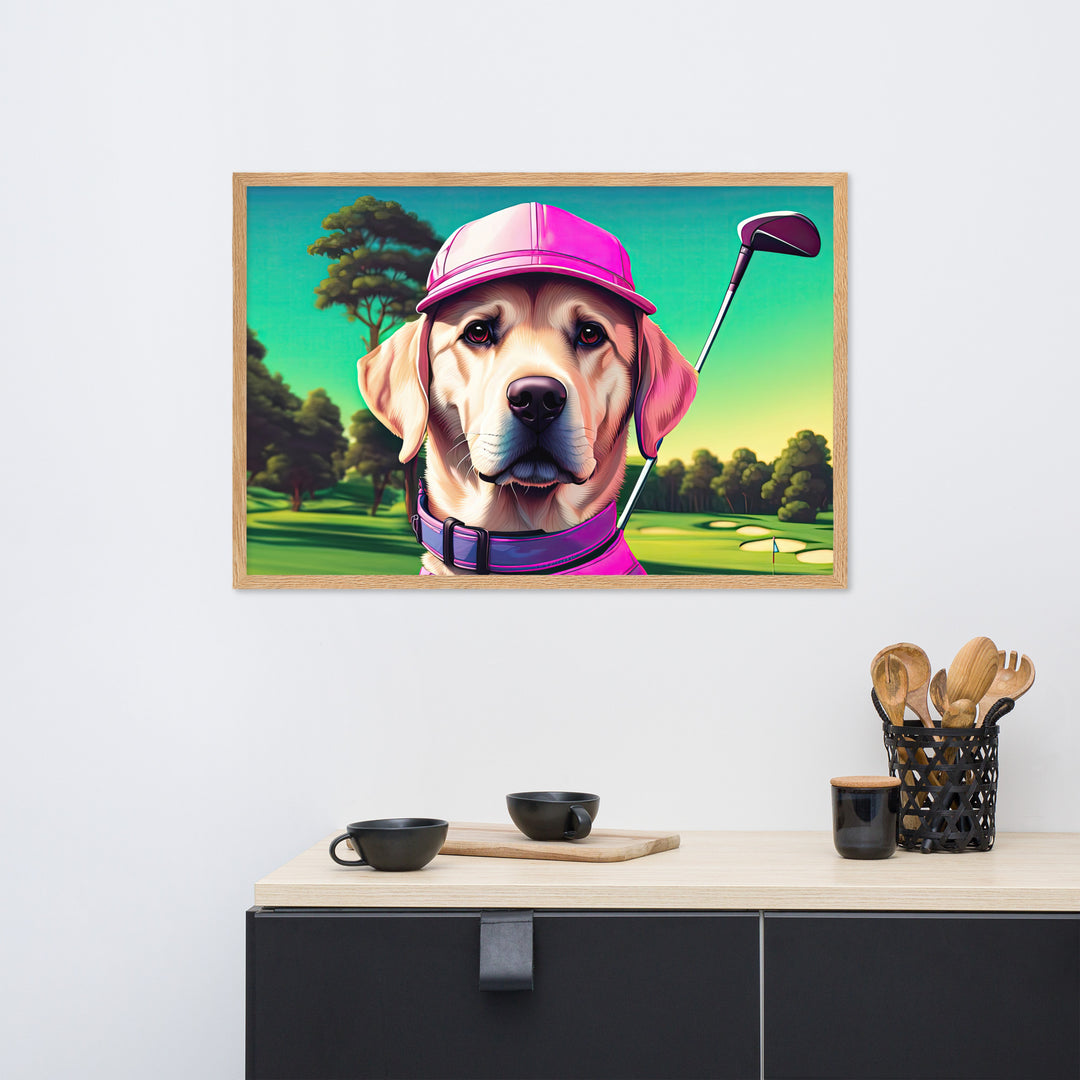 Framed matte paper poster-Labrador Retriever Golfer V16