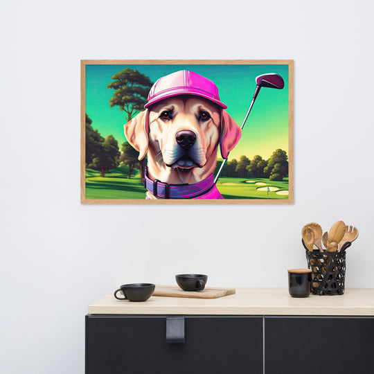 Framed matte paper poster-Labrador Retriever Golfer V16