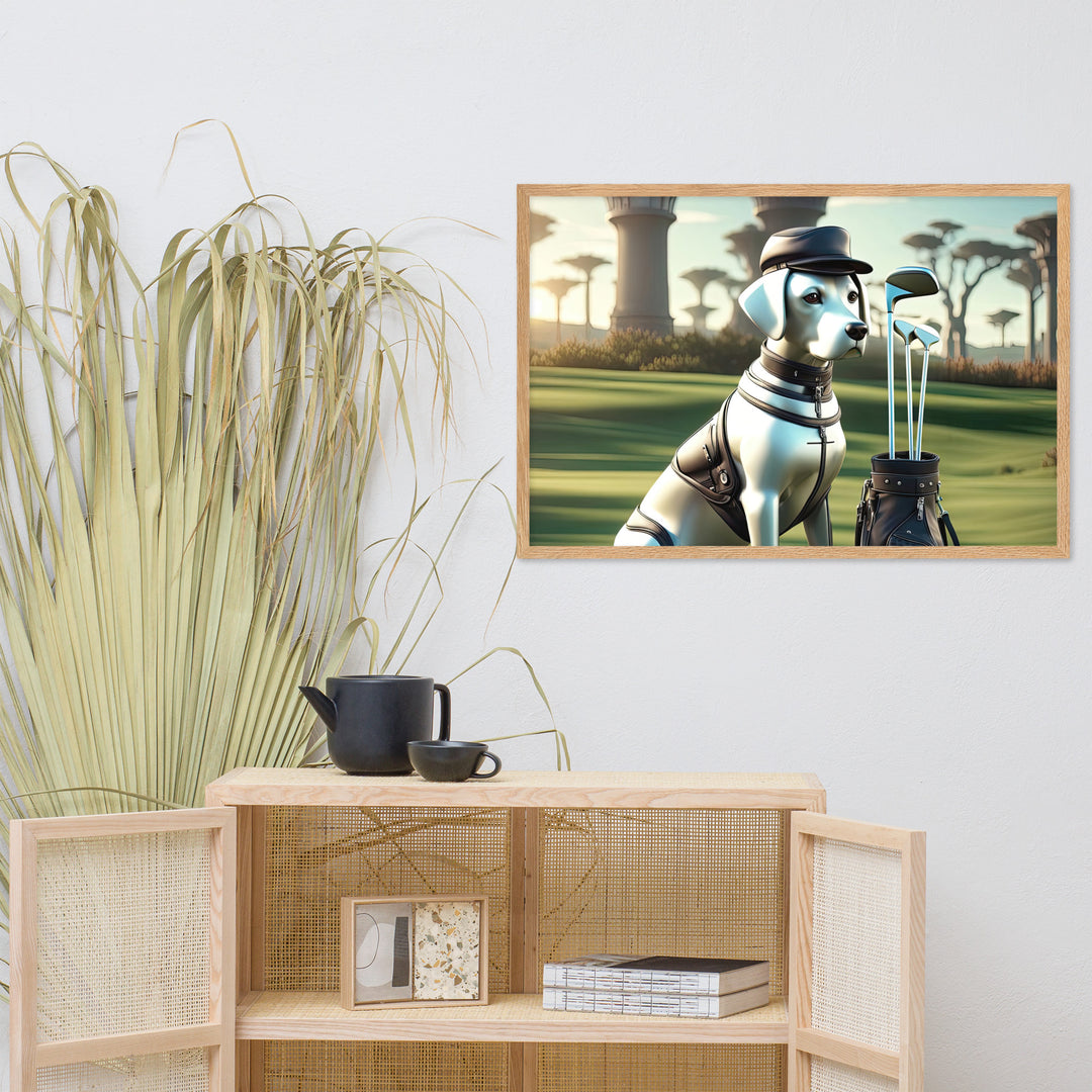 Framed matte paper poster-Labrador Retriever Golfer V18