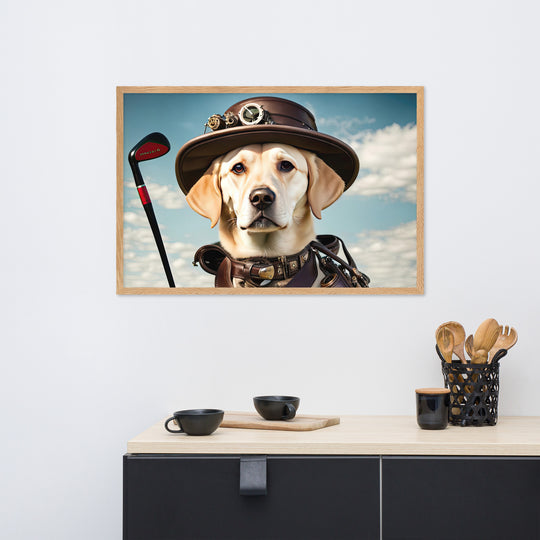 Framed matte paper poster-Labrador Retriever Golfer V20