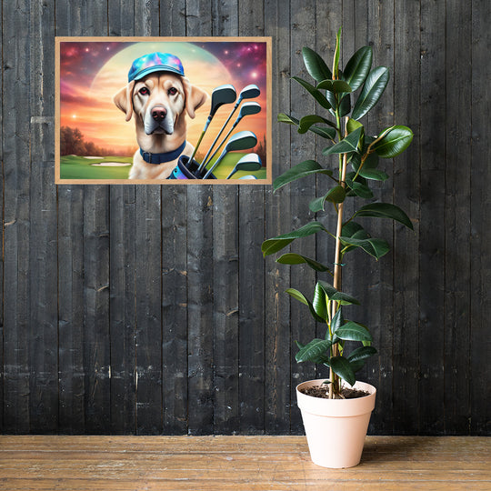 Framed matte paper poster-Labrador Retriever Golfer V13