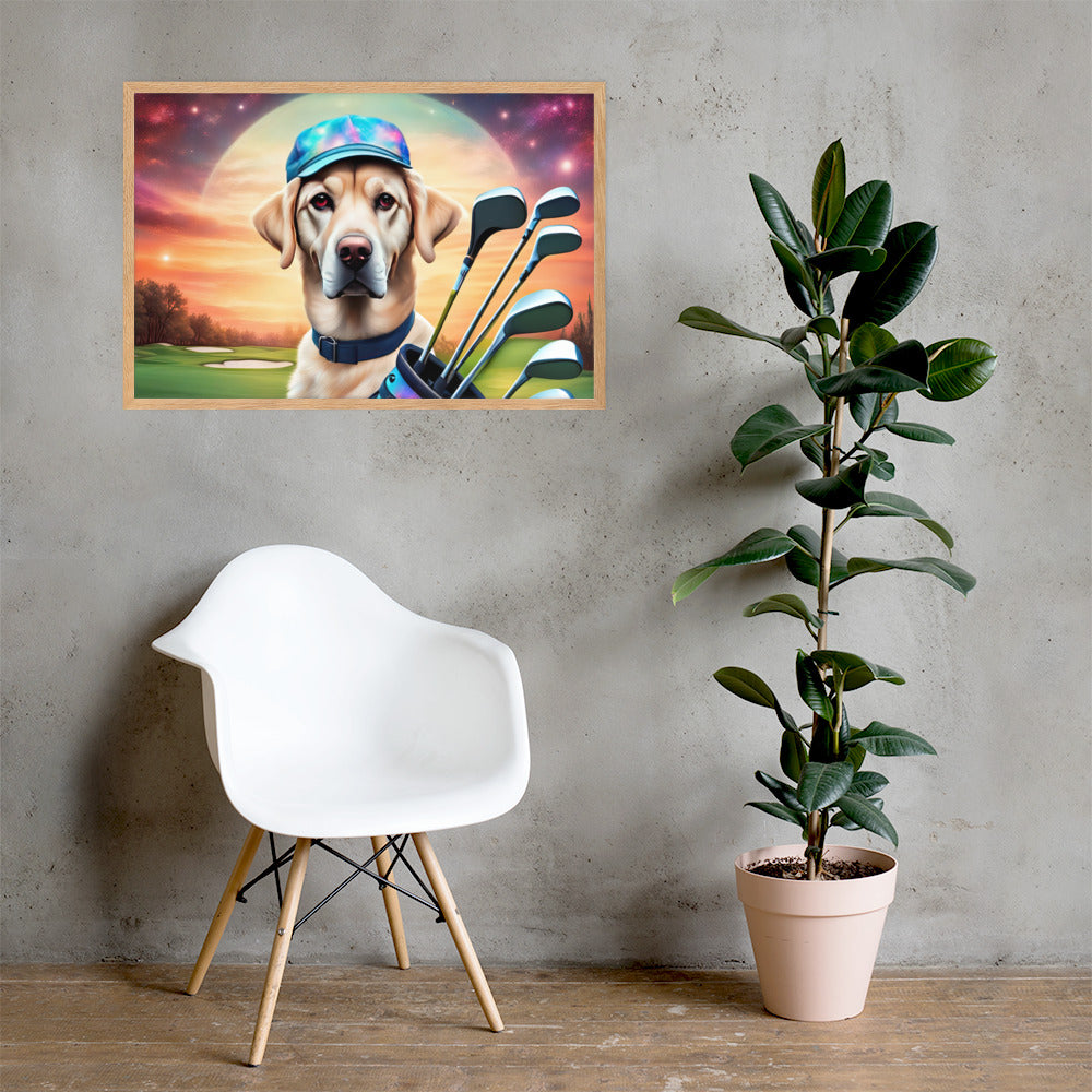 Framed matte paper poster-Labrador Retriever Golfer V13