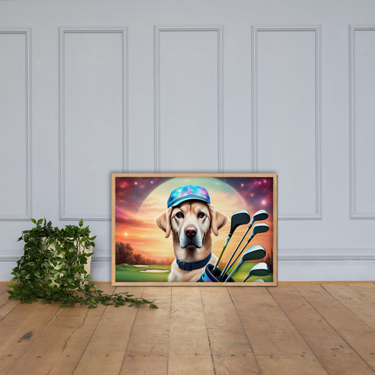 Framed matte paper poster-Labrador Retriever Golfer V13