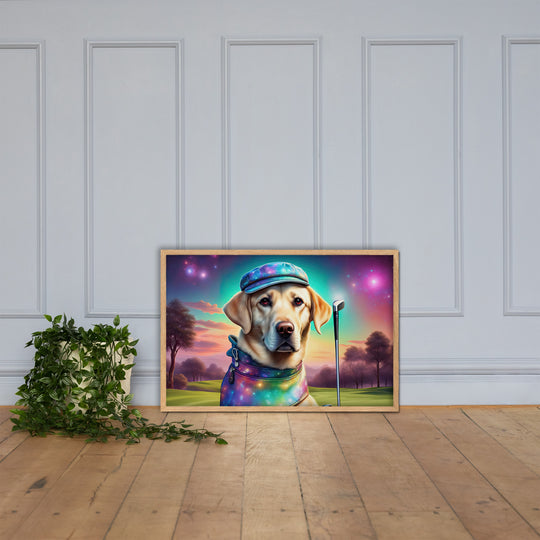 Framed matte paper poster-Labrador Retriever Golfer V21