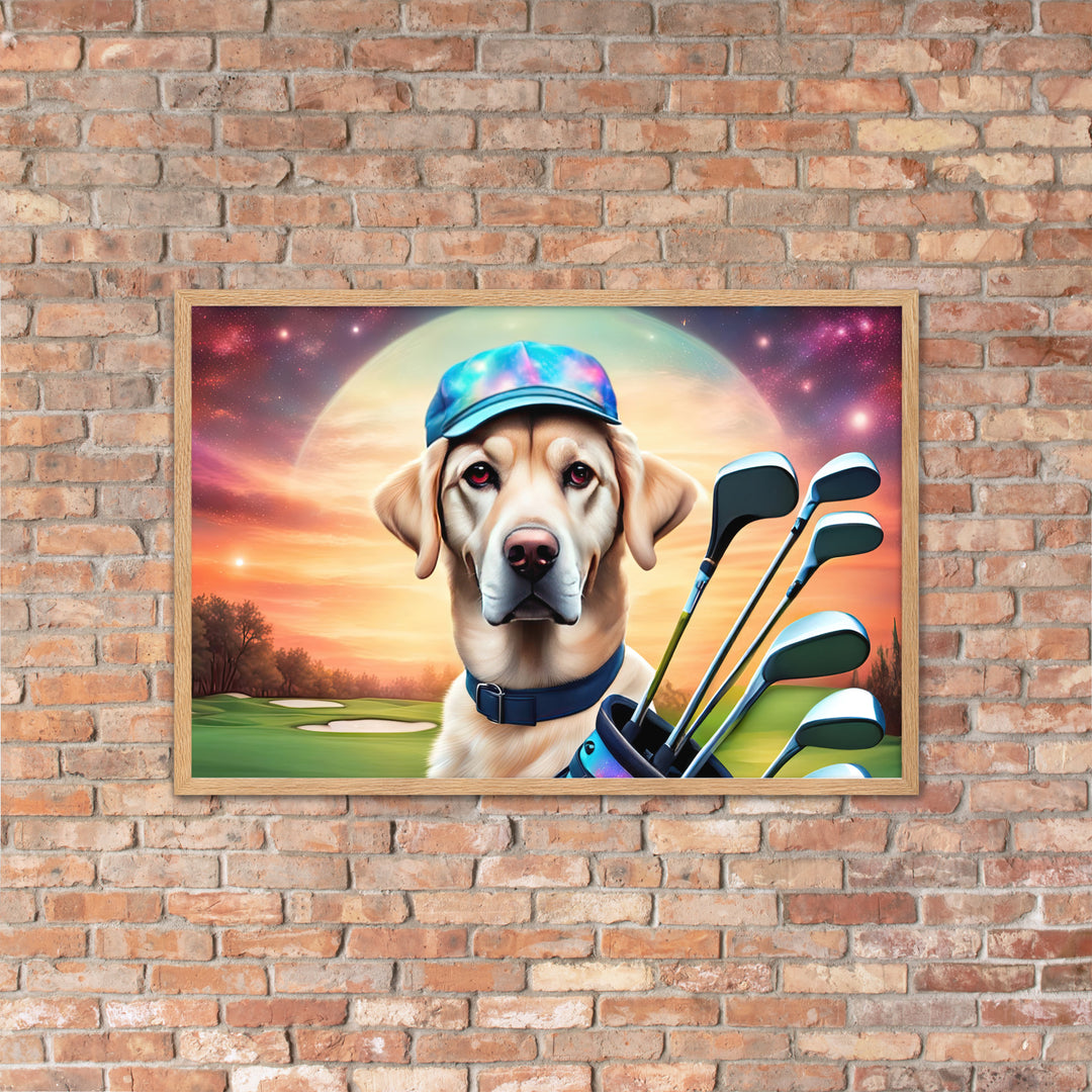 Framed matte paper poster-Labrador Retriever Golfer V13