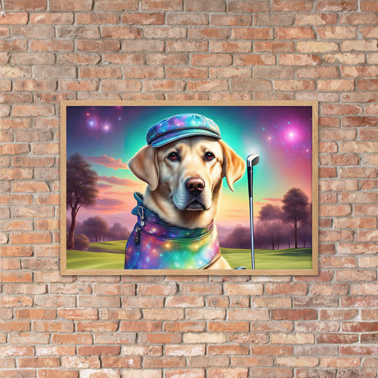 Framed matte paper poster-Labrador Retriever Golfer V21