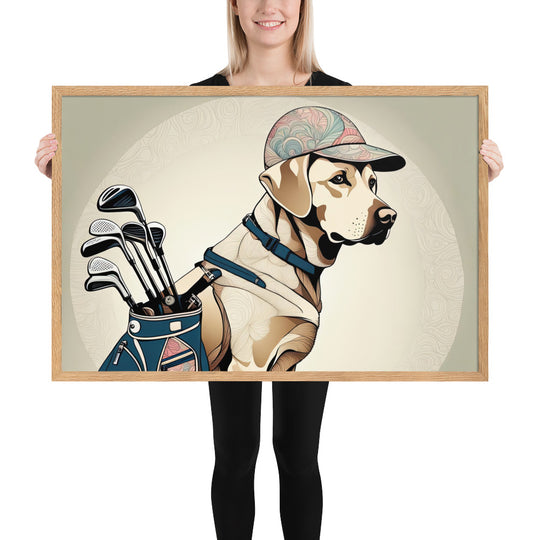 Framed matte paper poster-Labrador Retriever Golfer