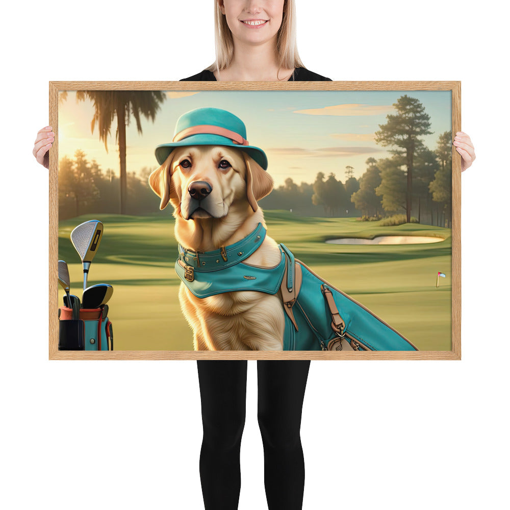 Framed matte paper poster-Labrador Retriever Golfer V12