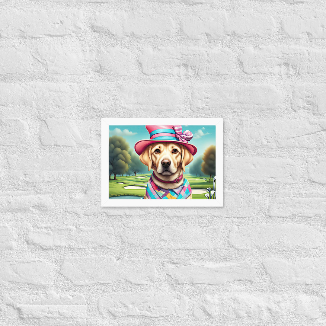 Framed matte paper poster-Labrador Retriever Golfer V9