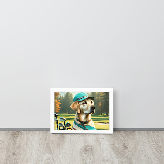 Framed matte paper poster-Labrador Retriever Golfer V10