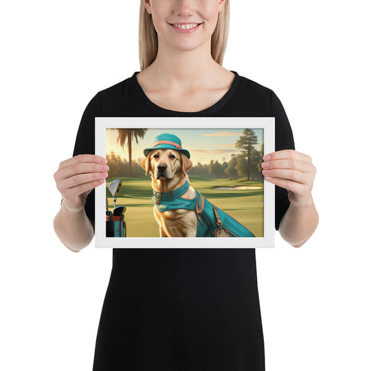 Framed matte paper poster-Labrador Retriever Golfer V12