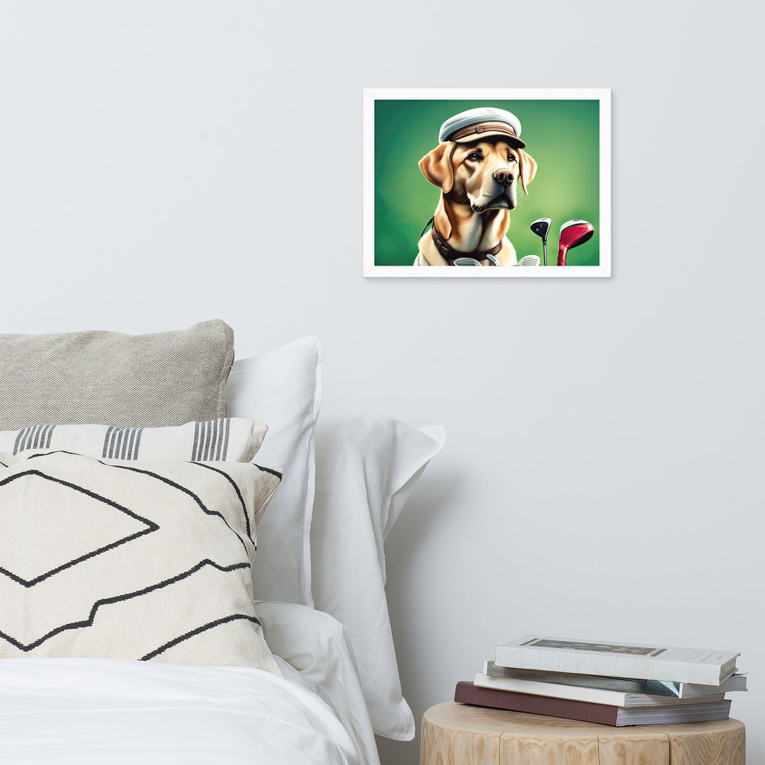 Framed matte paper poster-Labrador Retriever Golfer V3