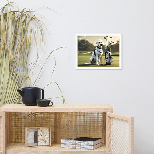 Framed matte paper poster-Labrador Retriever Golfer V6