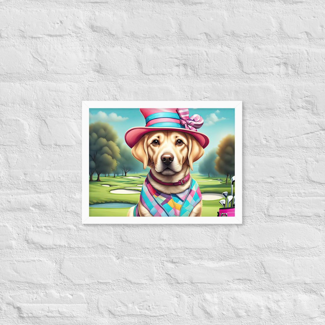 Framed matte paper poster-Labrador Retriever Golfer V9