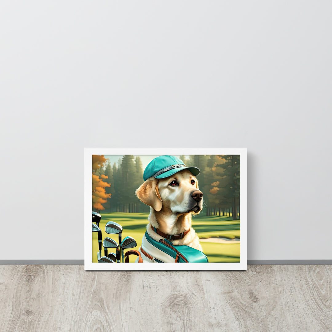 Framed matte paper poster-Labrador Retriever Golfer V10