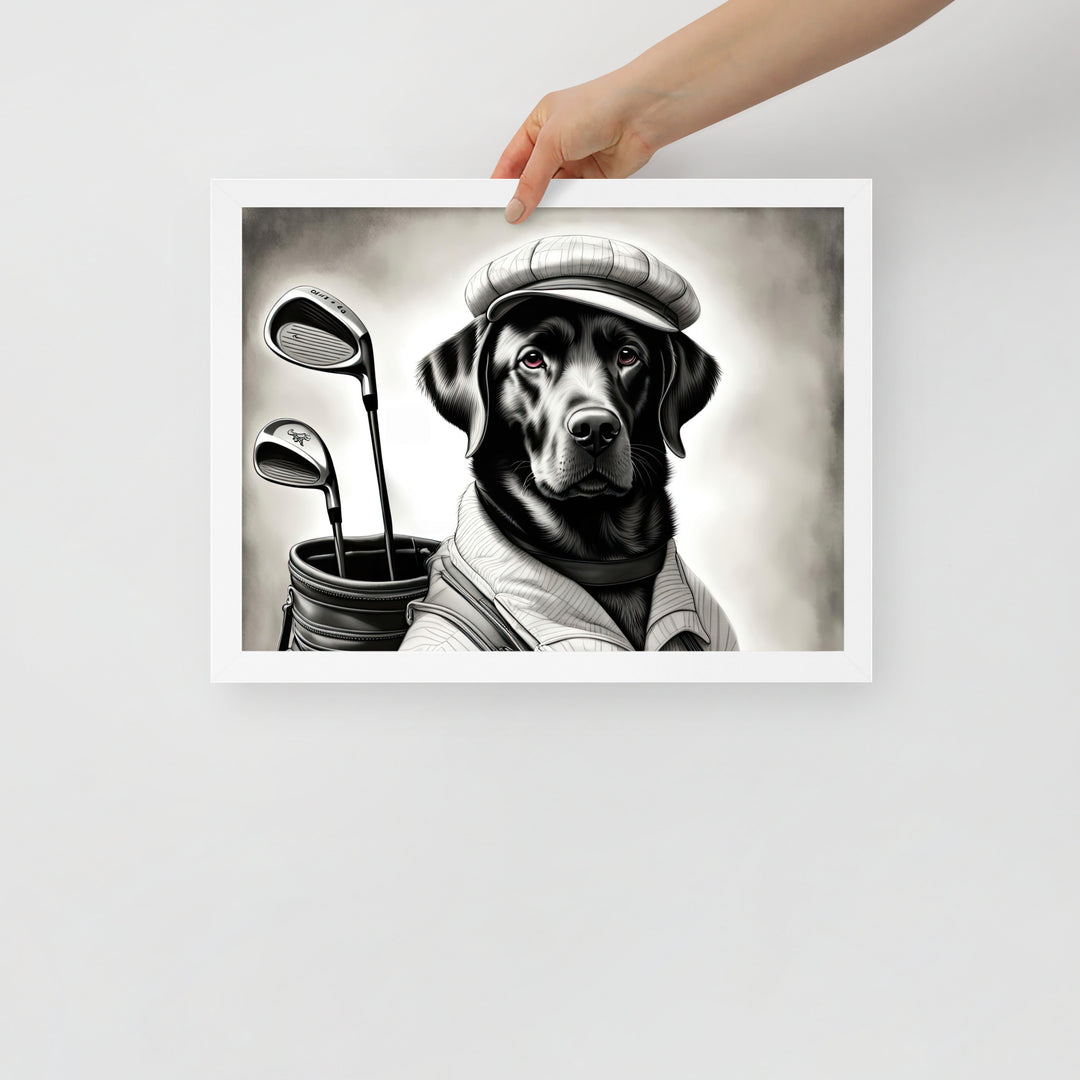 Framed matte paper poster-Labrador Retriever Golfer V11