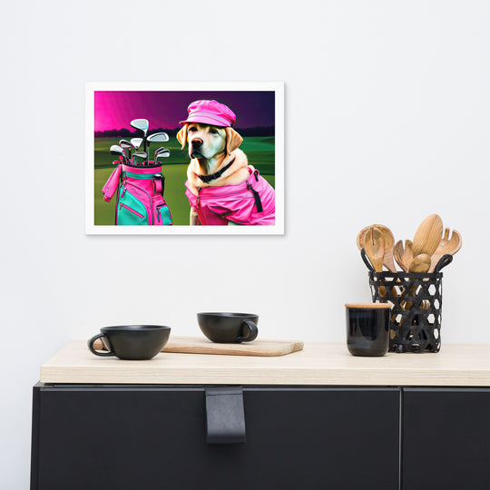 Framed matte paper poster-Labrador Retriever Golfer V17