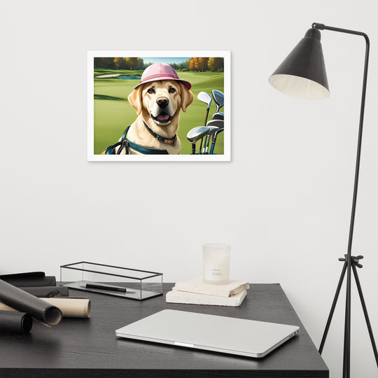 Framed matte paper poster-Labrador Retriever Golfer V19