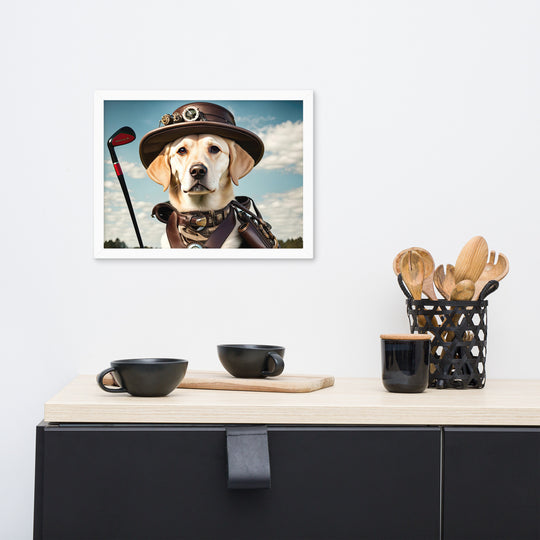 Framed matte paper poster-Labrador Retriever Golfer V20