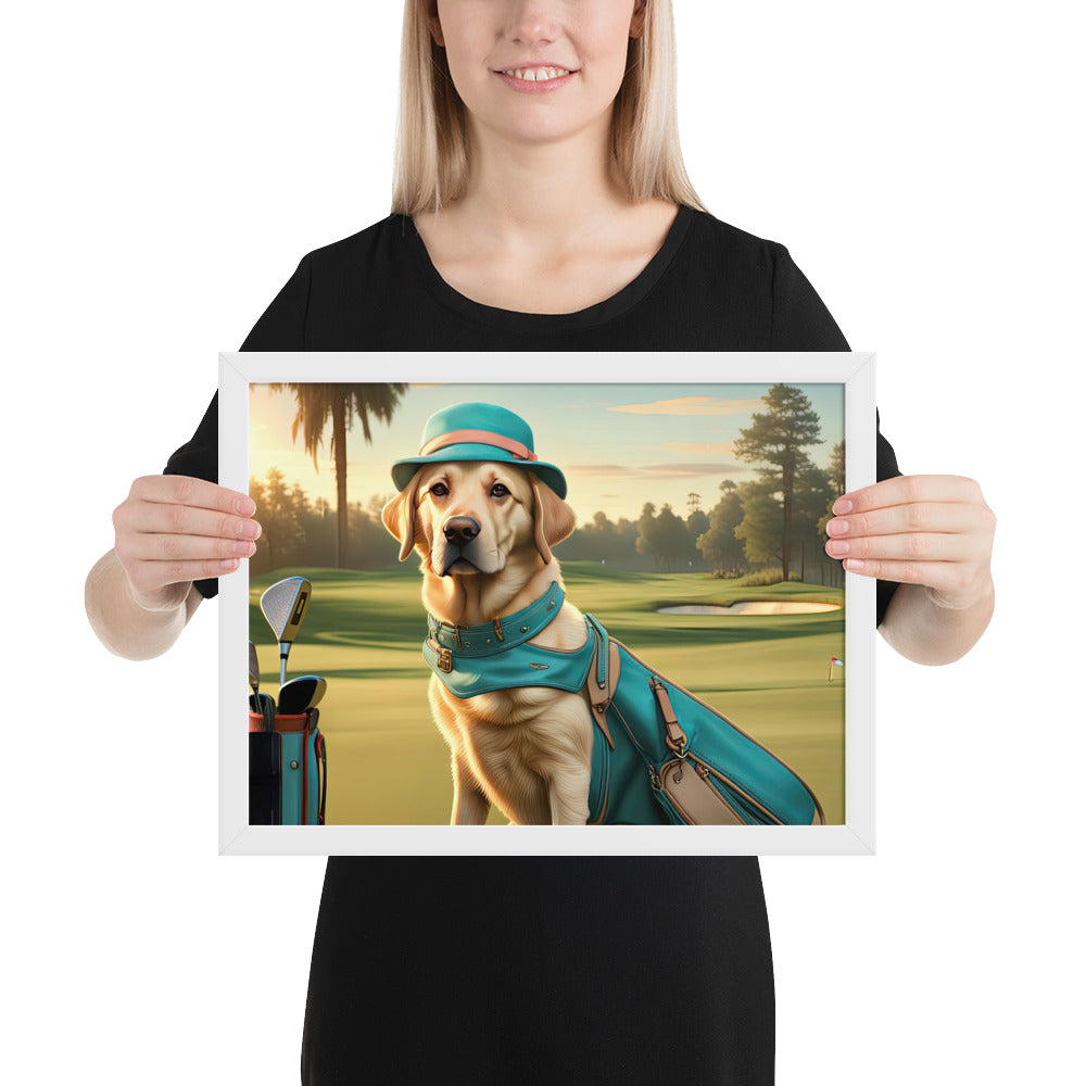 Framed matte paper poster-Labrador Retriever Golfer V12