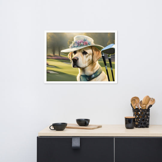 Framed matte paper poster-Labrador Retriever Golfer V5