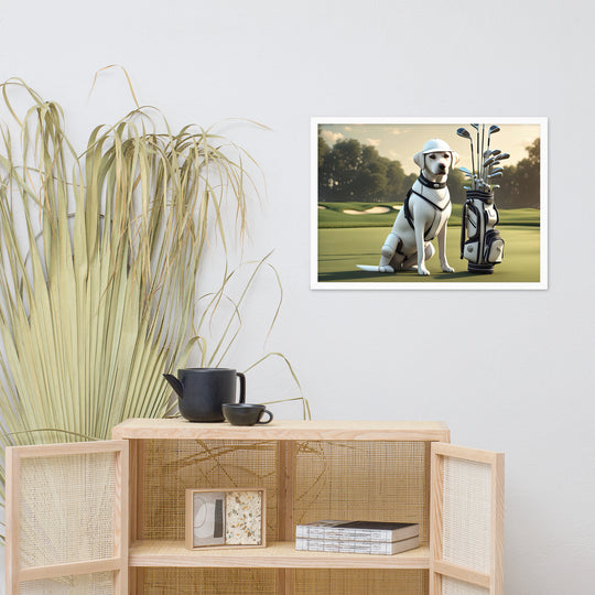 Framed matte paper poster-Labrador Retriever Golfer V6