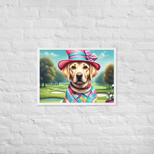 Framed matte paper poster-Labrador Retriever Golfer V9