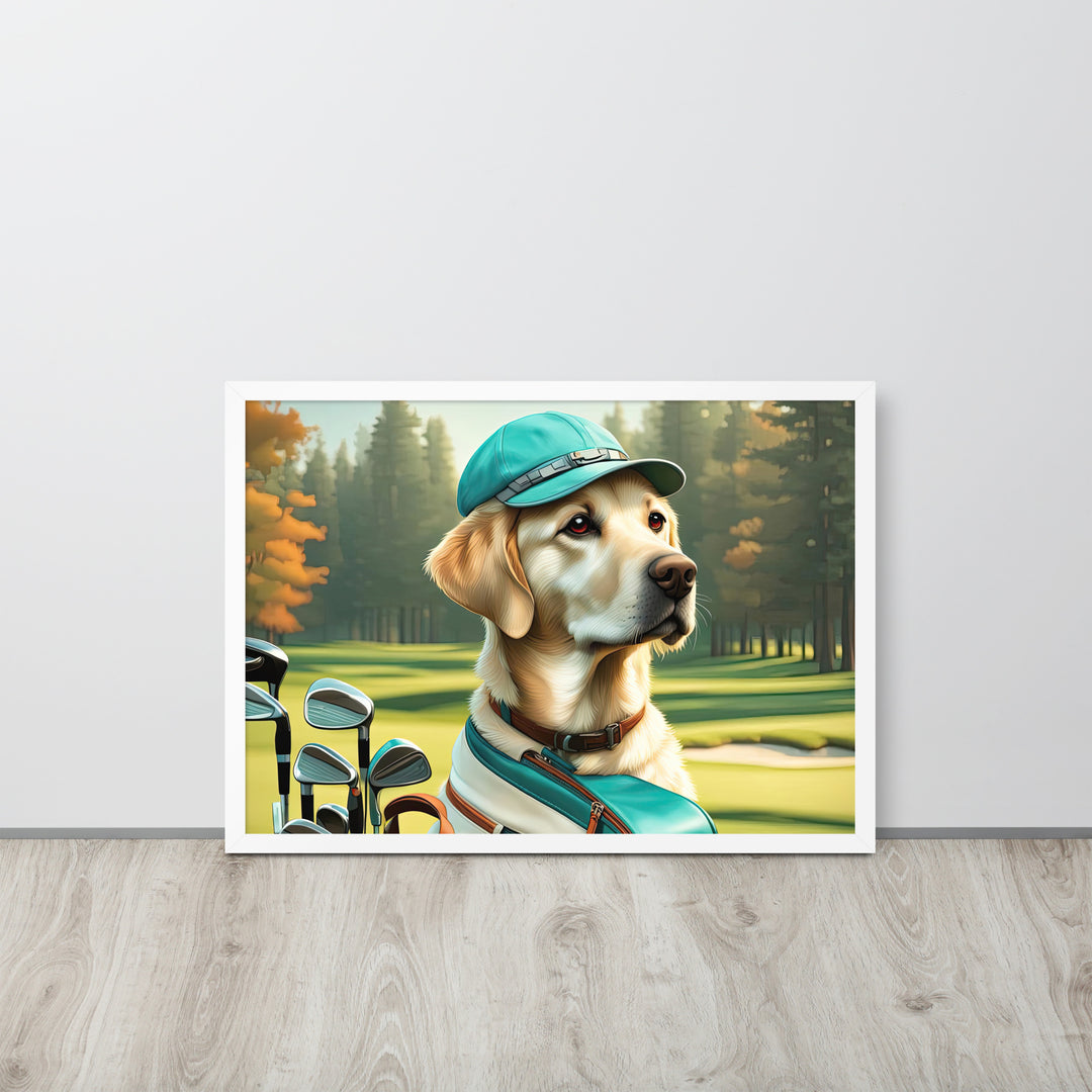 Framed matte paper poster-Labrador Retriever Golfer V10