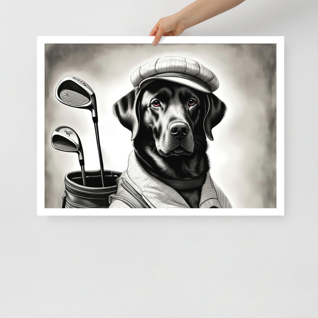 Framed matte paper poster-Labrador Retriever Golfer V11