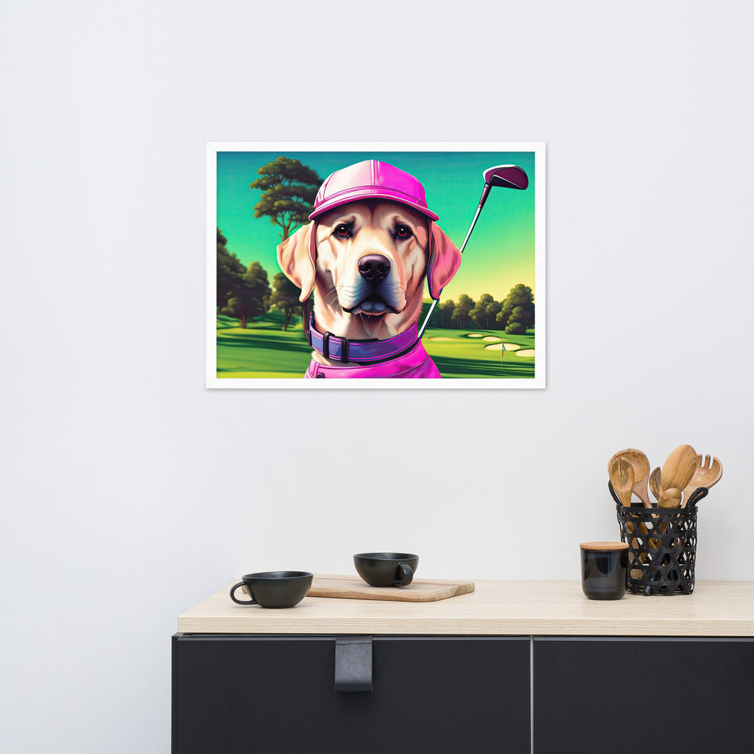 Framed matte paper poster-Labrador Retriever Golfer V16