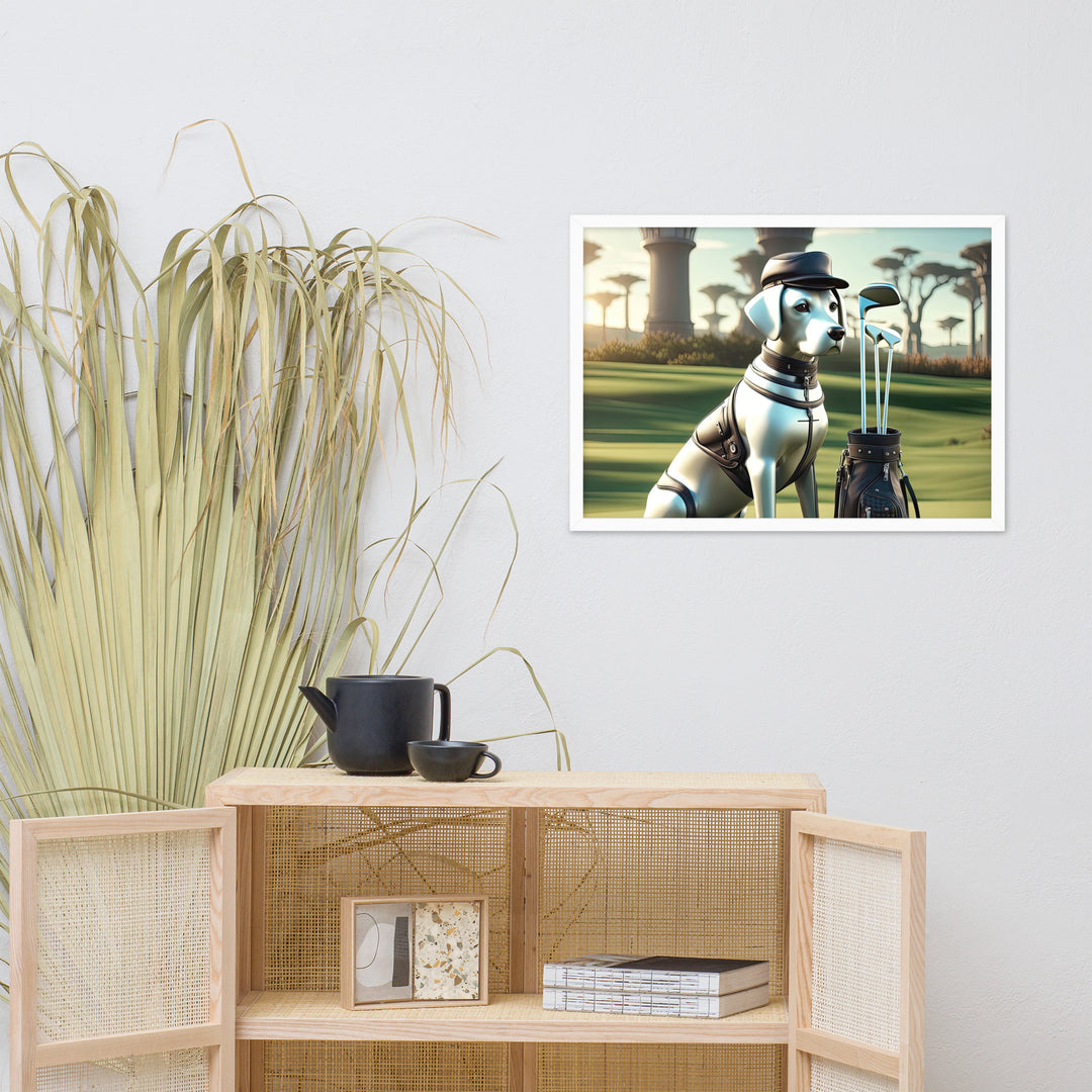 Framed matte paper poster-Labrador Retriever Golfer V18