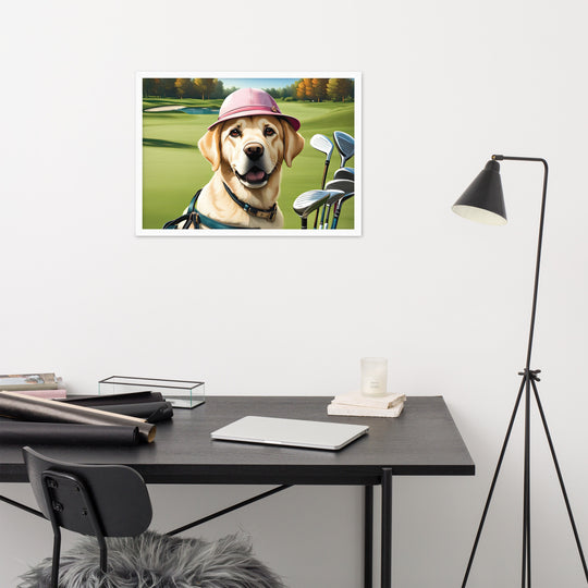 Framed matte paper poster-Labrador Retriever Golfer V19