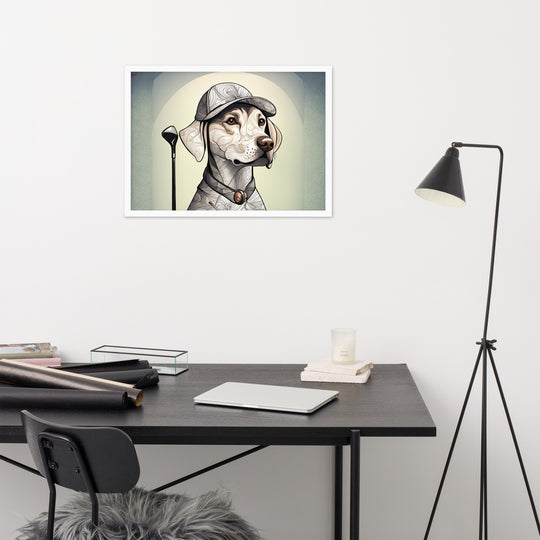 Framed matte paper poster-Labrador Retriever Golfer V22