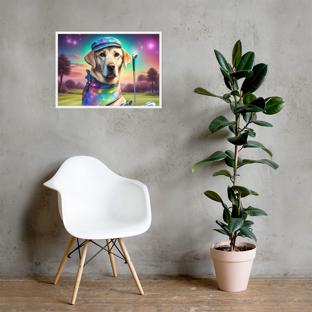 Framed matte paper poster-Labrador Retriever Golfer V21