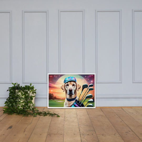 Framed matte paper poster-Labrador Retriever Golfer V13