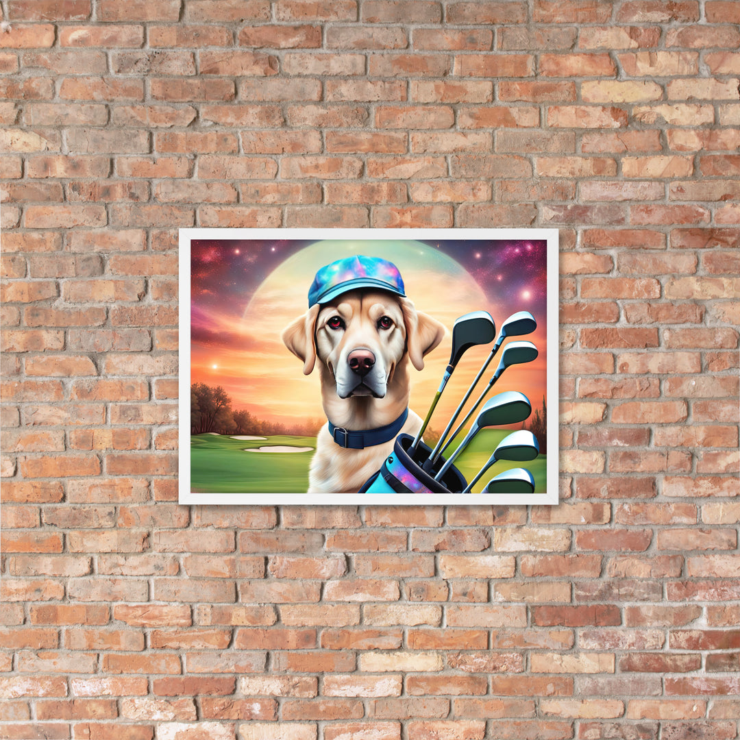 Framed matte paper poster-Labrador Retriever Golfer V13