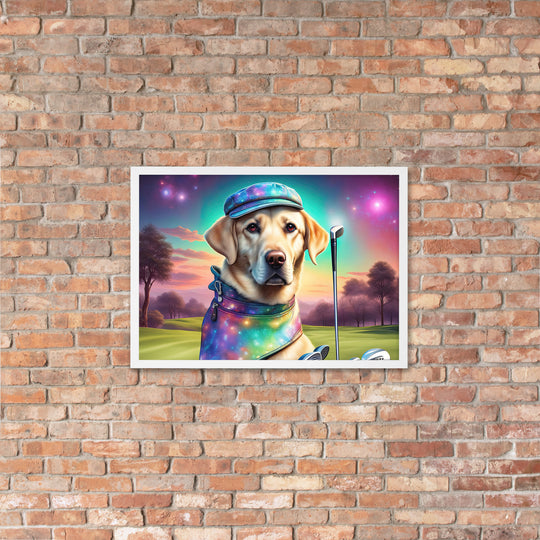 Framed matte paper poster-Labrador Retriever Golfer V21