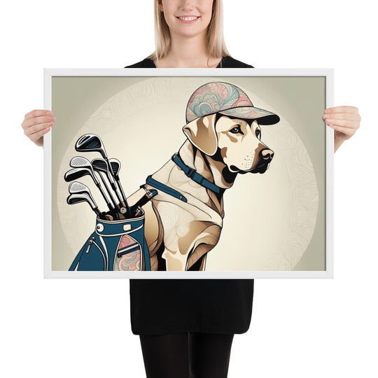 Framed matte paper poster-Labrador Retriever Golfer