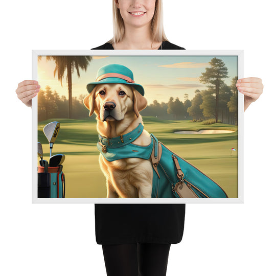 Framed matte paper poster-Labrador Retriever Golfer V12