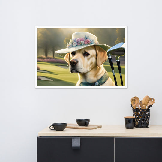 Framed matte paper poster-Labrador Retriever Golfer V5