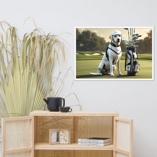 Framed matte paper poster-Labrador Retriever Golfer V6