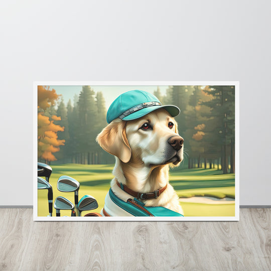 Framed matte paper poster-Labrador Retriever Golfer V10