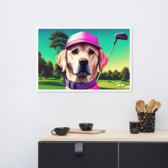 Framed matte paper poster-Labrador Retriever Golfer V16