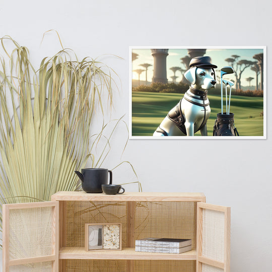 Framed matte paper poster-Labrador Retriever Golfer V18