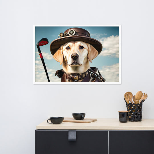 Framed matte paper poster-Labrador Retriever Golfer V20