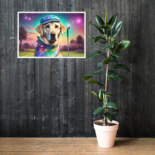 Framed matte paper poster-Labrador Retriever Golfer V21