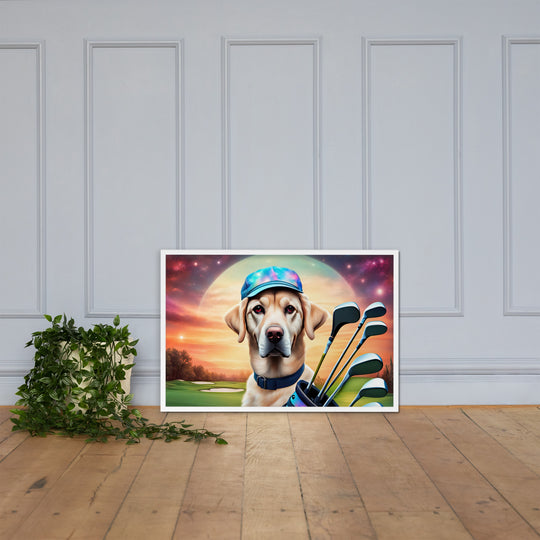 Framed matte paper poster-Labrador Retriever Golfer V13