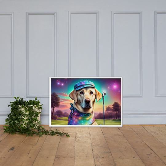 Framed matte paper poster-Labrador Retriever Golfer V21